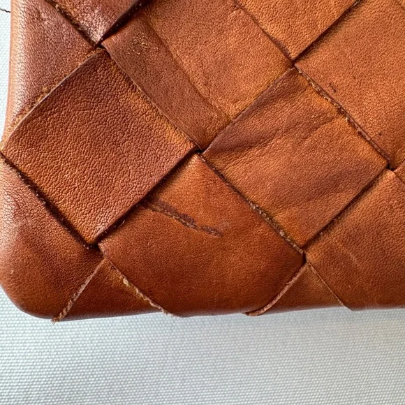 Vilenca Holland Cognac Brown Woven Leather Wallet - Super Soft! - Picture 4 of 11